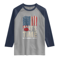 It's Time The 25th Amendment Raglan Shirt Article II Red Hat Distressed American Flag Graphic
