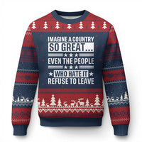 Patriotic American Pride Typography Graphic Ugly Christmas Sweater Imagine A Country So Great Sarcasm