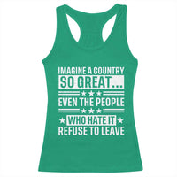 Patriotic American Pride Typography Graphic Racerback Tank Top Imagine A Country So Great Sarcasm