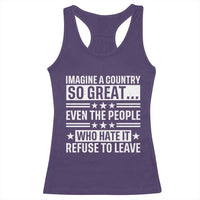Patriotic American Pride Typography Graphic Racerback Tank Top Imagine A Country So Great Sarcasm