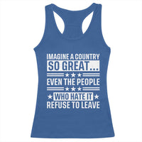 Patriotic American Pride Typography Graphic Racerback Tank Top Imagine A Country So Great Sarcasm