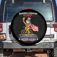 Proud American Humor Patriotic Frog On Bicycle Graphic Spare Tire Cover Imagine A Country So Great Pride