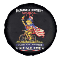 Proud American Humor Patriotic Frog On Bicycle Graphic Spare Tire Cover Imagine A Country So Great Pride