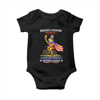 Proud American Humor Patriotic Frog On Bicycle Graphic Baby Onesie Imagine A Country So Great Pride