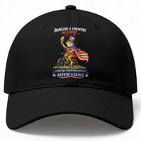 Proud American Humor Patriotic Frog On Bicycle Graphic Baseball Cap Imagine A Country So Great Pride