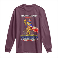 Proud American Humor Patriotic Frog On Bicycle Graphic Long Sleeve Shirt Imagine A Country So Great Pride