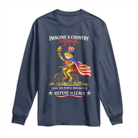 Proud American Humor Patriotic Frog On Bicycle Graphic Long Sleeve Shirt Imagine A Country So Great Pride