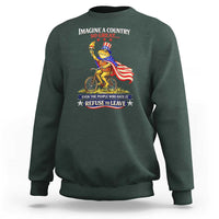 Proud American Humor Patriotic Frog On Bicycle Graphic Sweatshirt Imagine A Country So Great Pride