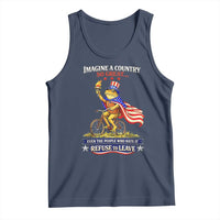 Proud American Humor Patriotic Frog On Bicycle Graphic Tank Top Imagine A Country So Great Pride