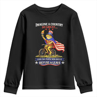 Proud American Humor Patriotic Frog On Bicycle Graphic Youth Sweatshirt Imagine A Country So Great Pride