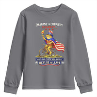 Proud American Humor Patriotic Frog On Bicycle Graphic Youth Sweatshirt Imagine A Country So Great Pride