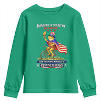 Proud American Humor Patriotic Frog On Bicycle Graphic Youth Sweatshirt Imagine A Country So Great Pride