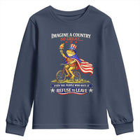 Proud American Humor Patriotic Frog On Bicycle Graphic Youth Sweatshirt Imagine A Country So Great Pride