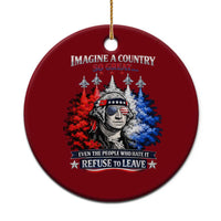 Patriotic George Washington Sunglasses and Fighter Jets Ceramic Ornament Imagine A Country So Great Pride