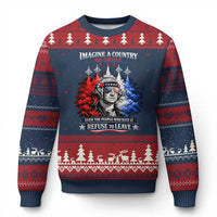 Patriotic George Washington Sunglasses and Fighter Jets Ugly Christmas Sweater Imagine A Country So Great Pride