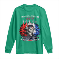 Patriotic George Washington Sunglasses and Fighter Jets Long Sleeve Shirt Imagine A Country So Great Pride