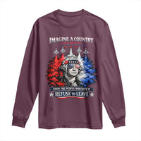 Patriotic George Washington Sunglasses and Fighter Jets Long Sleeve Shirt Imagine A Country So Great Pride