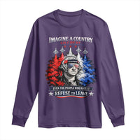Patriotic George Washington Sunglasses and Fighter Jets Long Sleeve Shirt Imagine A Country So Great Pride
