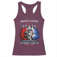 Patriotic George Washington Sunglasses and Fighter Jets Racerback Tank Top Imagine A Country So Great Pride