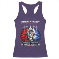 Patriotic George Washington Sunglasses and Fighter Jets Racerback Tank Top Imagine A Country So Great Pride