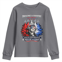 Patriotic George Washington Sunglasses and Fighter Jets Youth Sweatshirt Imagine A Country So Great Pride