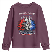 Patriotic George Washington Sunglasses and Fighter Jets Youth Sweatshirt Imagine A Country So Great Pride