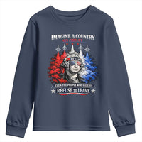 Patriotic George Washington Sunglasses and Fighter Jets Youth Sweatshirt Imagine A Country So Great Pride