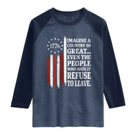 Vintage 1776 Betsy Ross Flag Imagine A Country So Great Raglan Shirt Retro Patriotic American Heritage