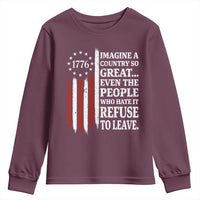 Vintage 1776 Betsy Ross Flag Imagine A Country So Great Youth Sweatshirt Retro Patriotic American Heritage