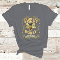 Bible Verse T Shirt Vintage Retro Sweet Like Honey Psalm 119:103 Christian Faith Bible Verse Words of Wisdom Honeycomb Honey Bee Botanical T-Shirt for Women - Wonder Print Shop