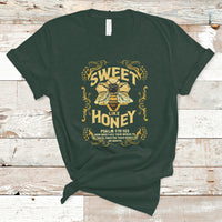 Bible Verse T Shirt Vintage Retro Sweet Like Honey Psalm 119:103 Christian Faith Bible Verse Words of Wisdom Honeycomb Honey Bee Botanical T-Shirt for Women - Wonder Print Shop