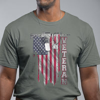 American Veteran T Shirt US Flag With Rifle And Dog Tags - Wonder Print Shop