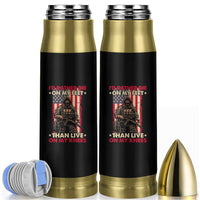 American Veteran Bullet Tumbler I'd Rather Die On My Feet Than Live On My Knees US Flag Grumpy Old Soldier