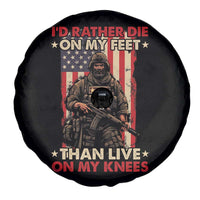 Veteran Spare Tire Cover I'd Rather Die On My Feet Than Live On My Knees US Flag Grumpy Old Soldier