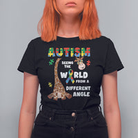 Autism Giraffe T Shirt For Women Seeing The World From A Different Angle Puzzle Pieces - Wonder Print Shop