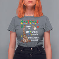 Autism Giraffe T Shirt For Women Seeing The World From A Different Angle Puzzle Pieces - Wonder Print Shop