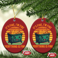 Dumpster Fire Christmas Ornament It's Fine I'm Fine Everything Is Fine Retro Vintage - Wonder Print Shop