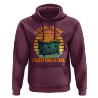 Dumpster Fire Hoodie It's Fine I'm Fine Everything Is Fine Retro Vintage - Wonder Print Shop