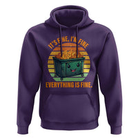 Dumpster Fire Hoodie It's Fine I'm Fine Everything Is Fine Retro Vintage - Wonder Print Shop