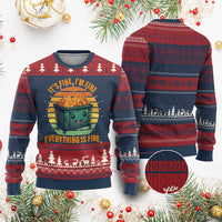 Dumpster Fire Ugly Christmas Sweater It's Fine I'm Fine Everything Is Fine Retro Vintage - Wonder Print Shop