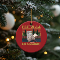 Funny Opossum Christmas Ornament First Of All I'm A Delight Retro Vintage - Wonder Print Shop