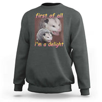 Funny Opossum Sweatshirt First Of All I'm A Delight - Wonder Print Shop