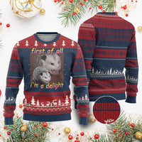 Funny Opossum Ugly Christmas Sweater First Of All I'm A Delight - Wonder Print Shop
