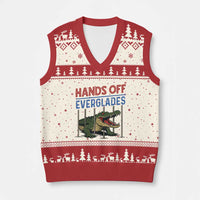 Hands Off Everglades V-Neck Knit Sweater Vest Alligator Protest - Wonder Print Shop