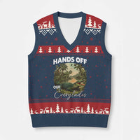 Hands Off Our Everglades V-Neck Knit Sweater Vest Vintage Alligator Swamp - Wonder Print Shop