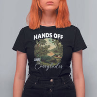 Hands Off Our Everglades T Shirt For Women Vintage Alligator Swamp - Wonder Print Shop