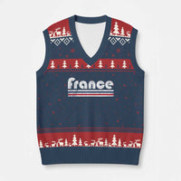 Vintage France Flag Distressed Retro Graphic V-Neck Knit Sweater Vest Patriotic French Heritage Pride Gift