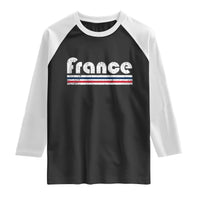 Vintage France Flag Distressed Retro Graphic Raglan Shirt Patriotic French Heritage Pride Gift