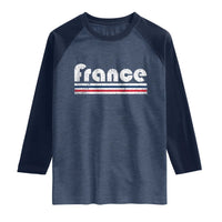 Vintage France Flag Distressed Retro Graphic Raglan Shirt Patriotic French Heritage Pride Gift