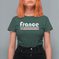 Vintage France Flag Distressed Retro Graphic T Shirt For Women Patriotic French Heritage Pride Gift